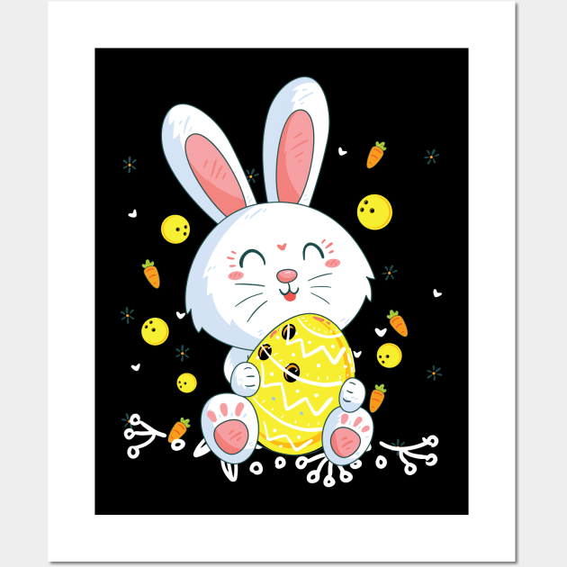 Cute Rabbit Love Bowling Costume Gift Wall Art by Ohooha